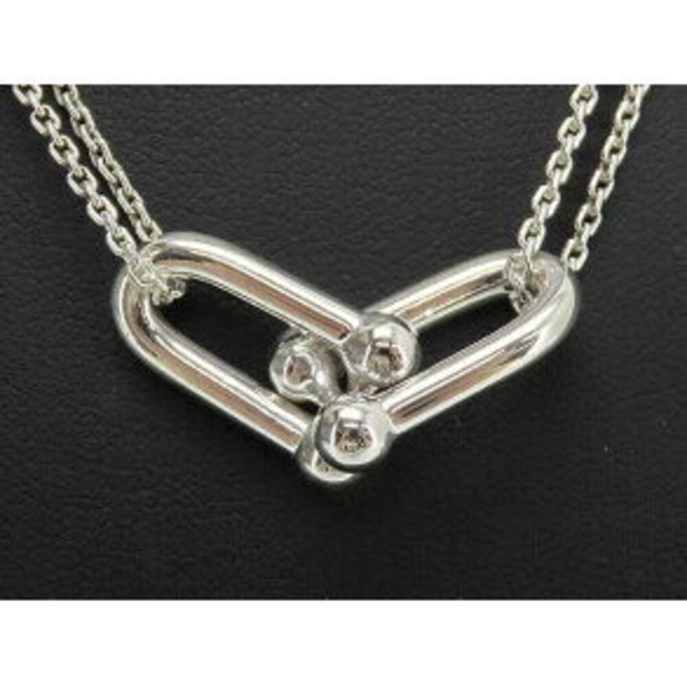 Tiffany Co Double Link Necklace Sterling Silver Pendant Newly Polished